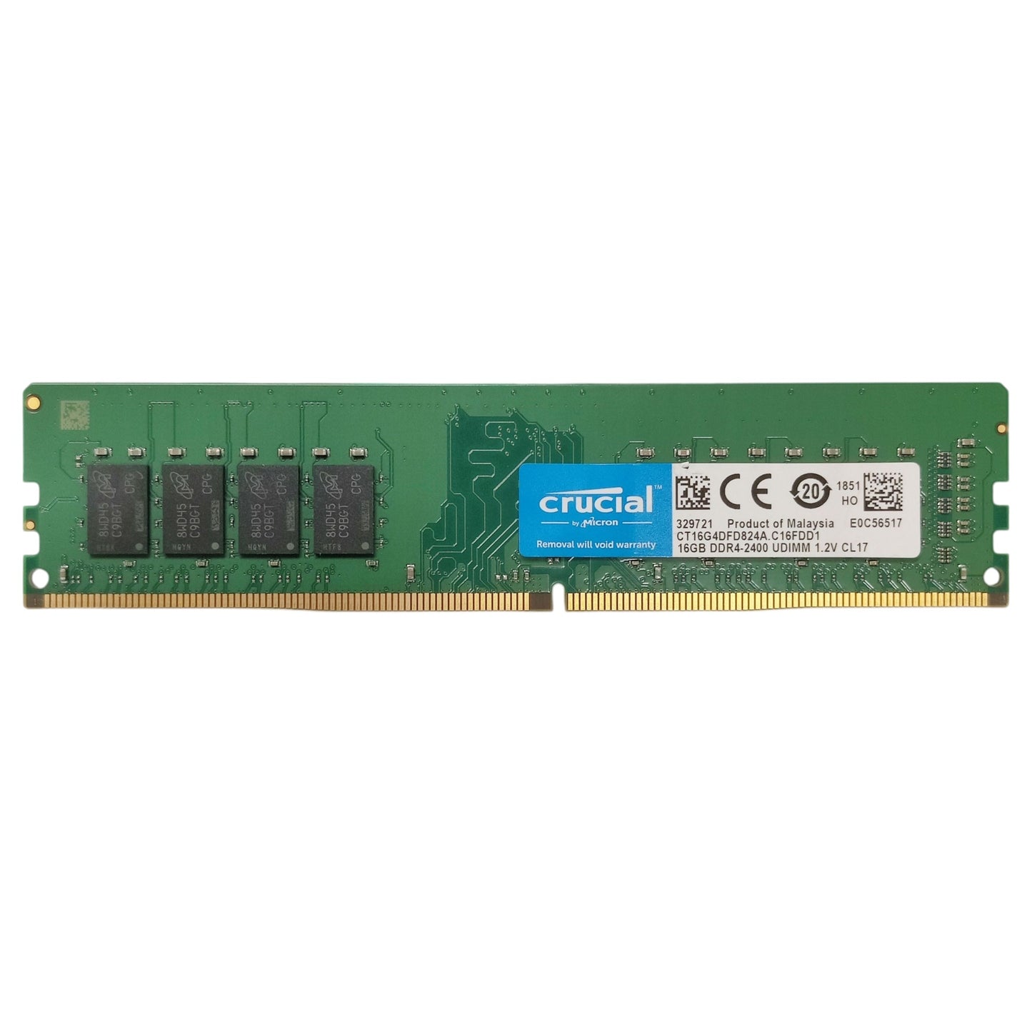 Crucial 16GB PC4-2400T UDIMM 2Rx8 DDR4-2400 CL17 Unbuffered CT16G4DFD824A