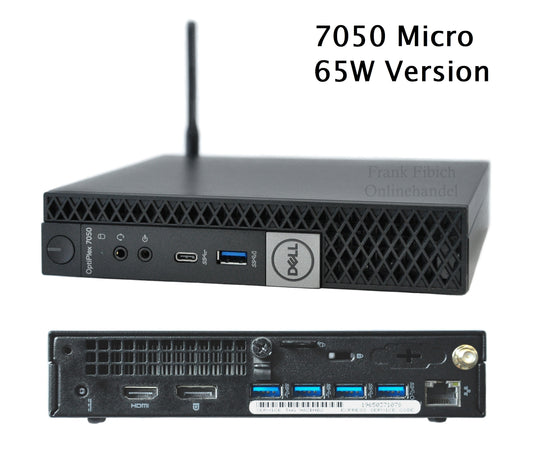 Mini PC Dell Optiplex 7050 Micro 65W i3 i5 i7 - NVMe SSD - bis zu 64GB RAM - Win 11 Pro - WLAN/BT