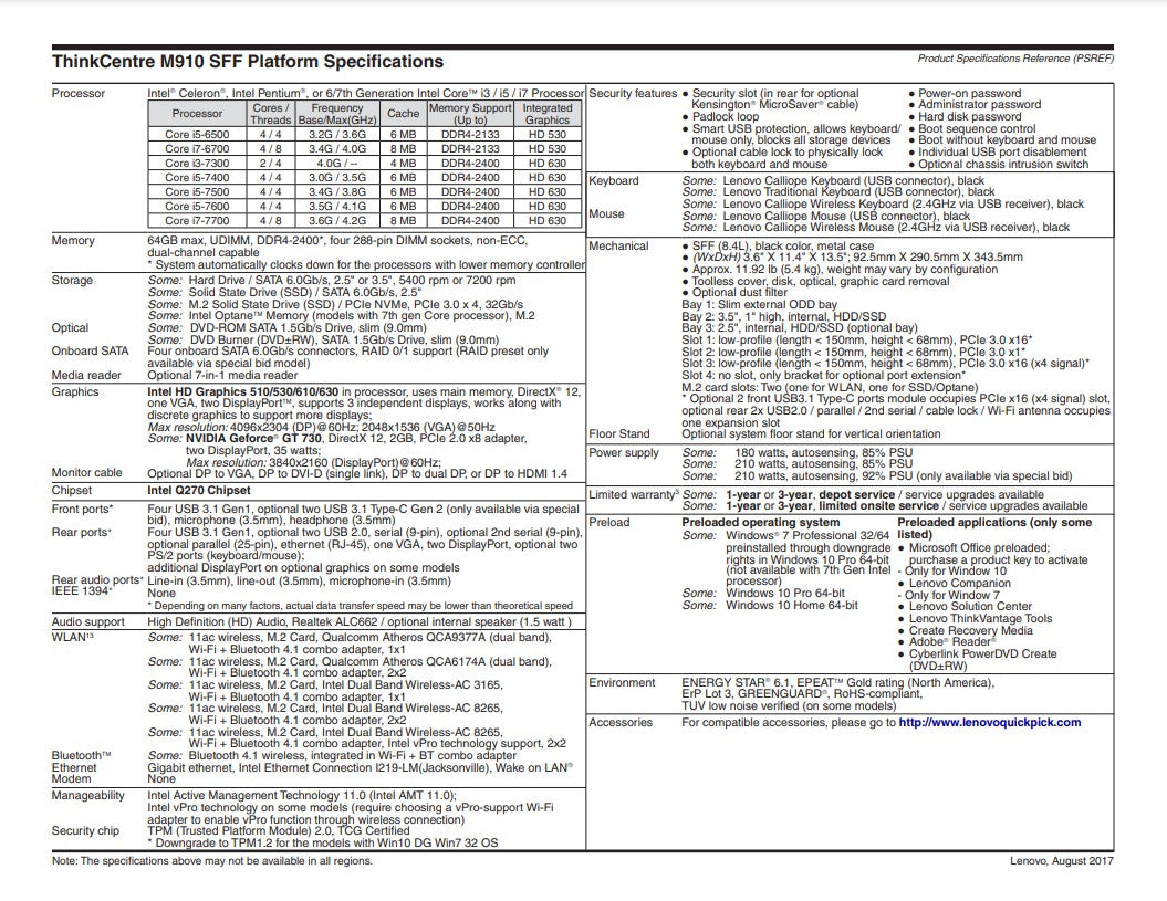 Lenovo ThinkCentre M910s SFF i3 i5 i7 - NVMe SSD - bis zu 128GB RAM - Win 11 Pro