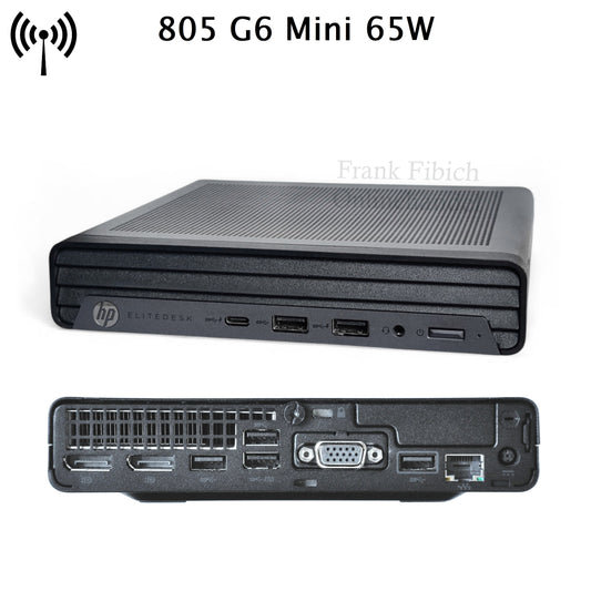 Mini PC HP EliteDesk 805 G6 Mini 65W Ryzen 5 4650G - NVMe SSD - bis zu 64GB RAM - Win 11 Pro - WLAN/BT