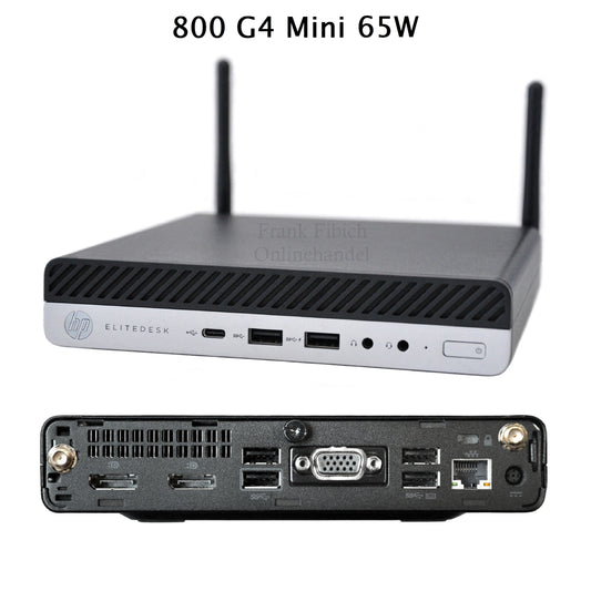 Mini PC HP EliteDesk 800 G4 Mini 65W i3 i5 i7 - NVMe SSD - bis zu 64GB RAM - Win 11 Pro - WLAN/BT