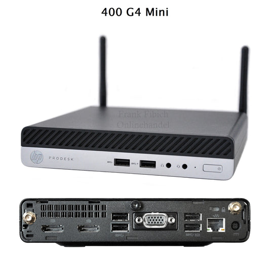 Mini PC HP ProDesk 400 G4 Mini i3 i5 i7 - NVMe SSD - bis zu 64GB RAM - Win 11 Pro - WLAN/BT