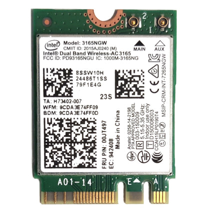 Intel M.2 NGFF WLAN module AC 3165 NGW 802.11ac Wi-Fi 5 BT 4.2 FRU 00JT497